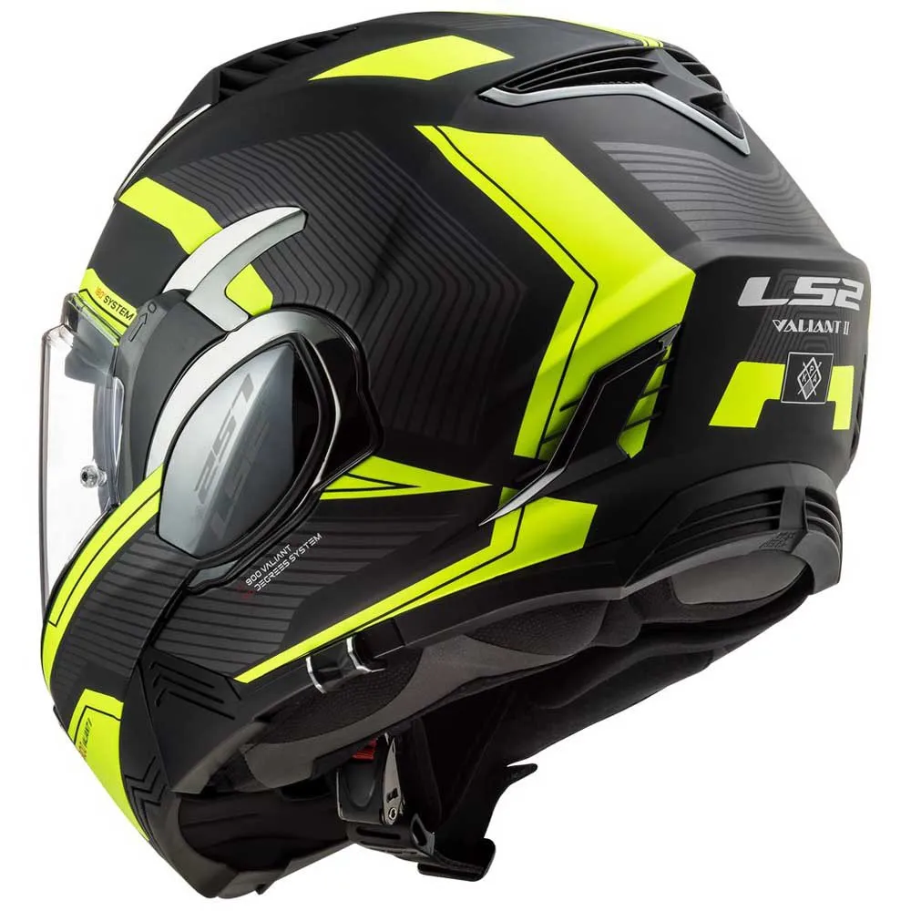 LS2 FF900 Valiant II Modular Helmet Green, Motardinn